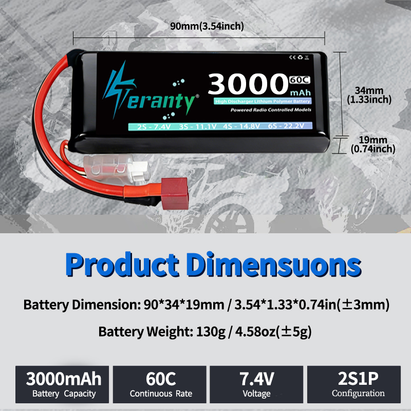 TERANTY 2S 3000mAhリポバッテリー 7.4V - Rc Hobby Truck のレビューと価格
