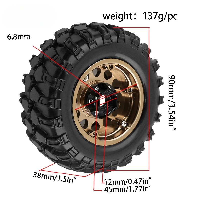 4 個 1.9 インチ ビードロック ホイール リム 12m - Wheel Rim Rc のレビューと価格