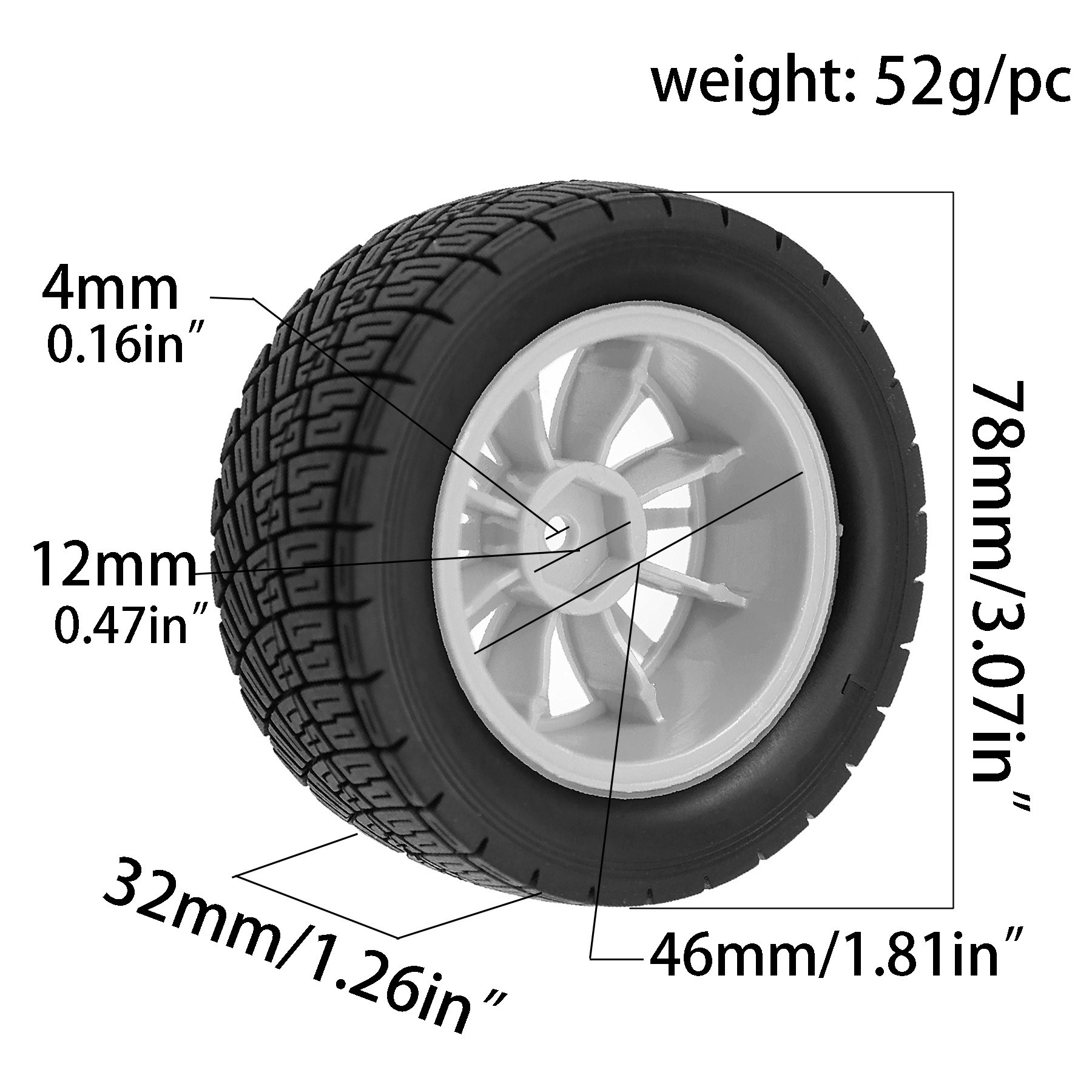 78mm 1/10 RCラリーラバータイヤ＆ホイールリム 1 - Wheel Rim Rc のレビューと価格