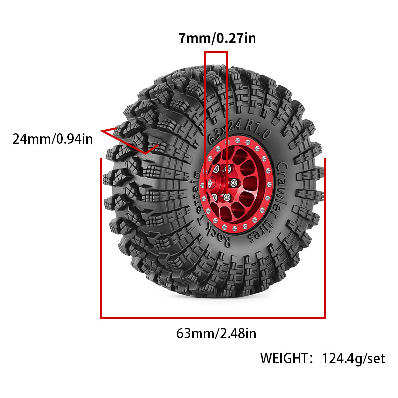 4 個 1.0 インチメタルビードロックホイールリムタイヤ  - Wheel Rim Rc のレビューと価格